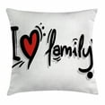thumbnail image 1 of Family Throw Pillow Cushion Cover, I Heart Family Stylized Writing Pictogram Style Artwork Decorated with Dots, Decorative Square Accent Pillow Case, 20 X 20 Inches, Black Red White, by Ambesonne, 1 of 2