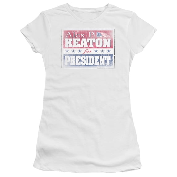 Family Ties - Alex For President - Juniors Teen Girls Cap Sleeve Shirt - Small