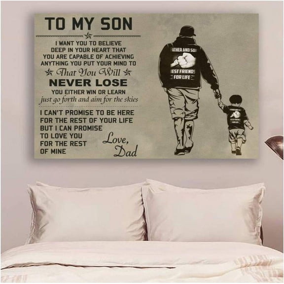 Family To My Son Beautiful Is Best Gift For Son From Dad Satin Poster Wall Art Decor 11 x 17 Inch Poster