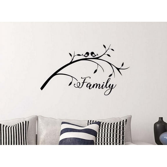 Family Tree 34 x 20 Entrance Calligraphy Sticker Wall Decal Art Decor Birds Frame Kitchen Inspirational Wall Sticker Decorative Lettering