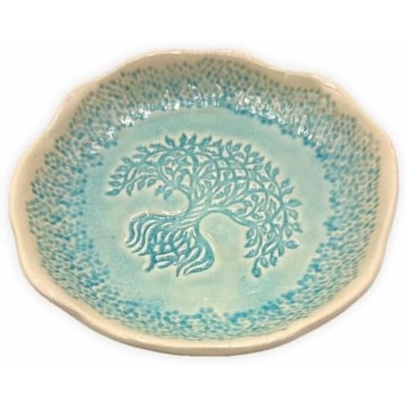 Family Tree 8" Round, Handmade in USA, Turquoise Glaze$$Home Decor, Kitchen, & Other