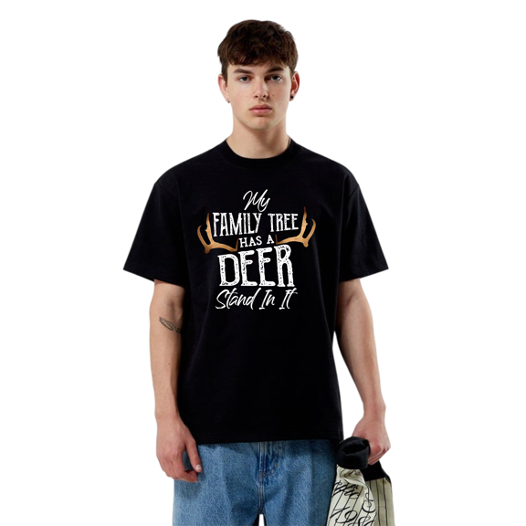 Family Tree Deer Stand Funny Hunter Hunting Humor Graphic Unisex T-Shirt V10102, up to Size 5XL
