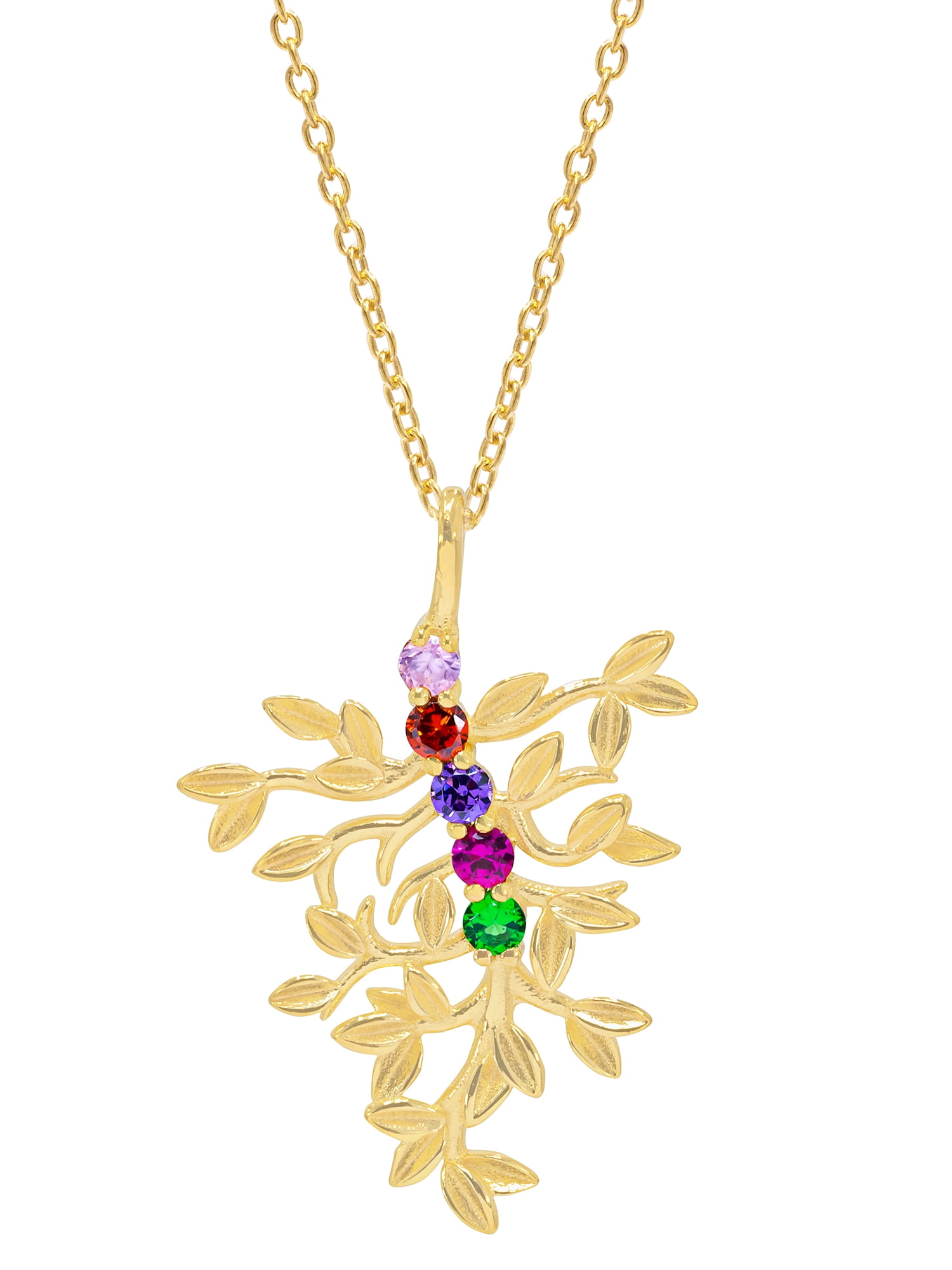 Family Tree Pendant with Up to Five Birthstones