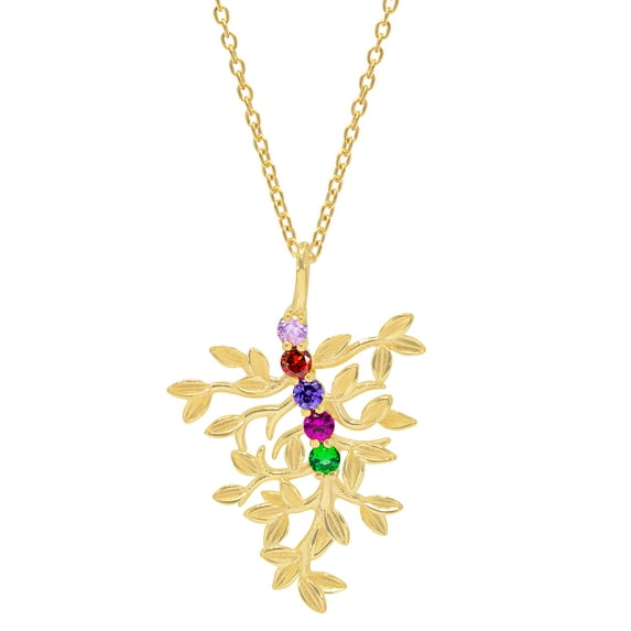 Family Tree Pendant with Up to Five Birthstones