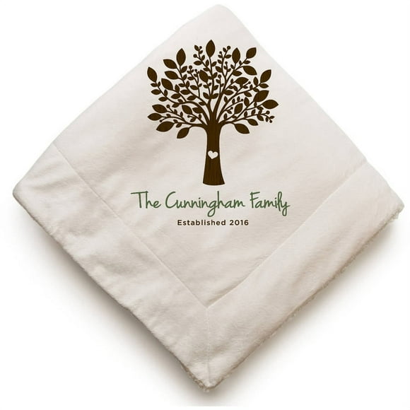 Family Tree Personalized Sherpa Blanket, 2 Styles to Choose From