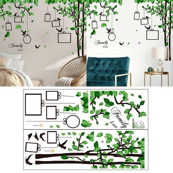 Family Tree Photo Frame Wall Decal Sticker for Home Decor - Removable PVC Wall Sticker for Living Room, 30x90cm, 2pcs Set