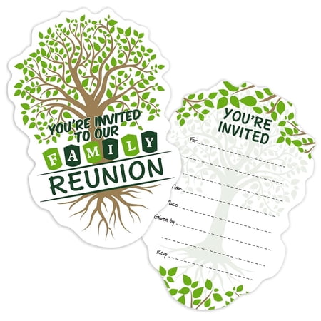Family Tree Reunion Invitation Set - 15 Double-Sided Cards with Envelopes for Memorable Gatherings, Celebrating Heritage and Togetherness at Your Next Birthday Party.