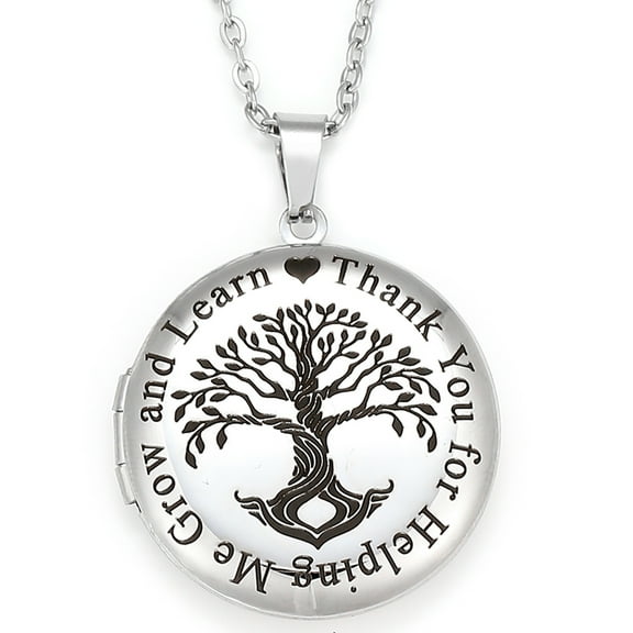 Family Tree for "Thank you for helping me Grow and learn"  Locket NecklaceThat Can Holds Pictures Inside Stainless Steel, Celtic Family Tree Pendant for Women