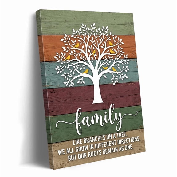Family Tree Wall Art Art Inspirational Quote Rustic Farmhouse Decor Home Living Room Print Heartfelt Roots Branches Sign Artwork, Unframed Paper Print