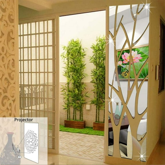 Family Tree Wall Decor, Abstract Wall Art, 3D DIY Acrylic Decorative, Mirror Wall Stickers for Living Room, Bedroom, Kitchen, The Home Modern Decorations, 39×11in