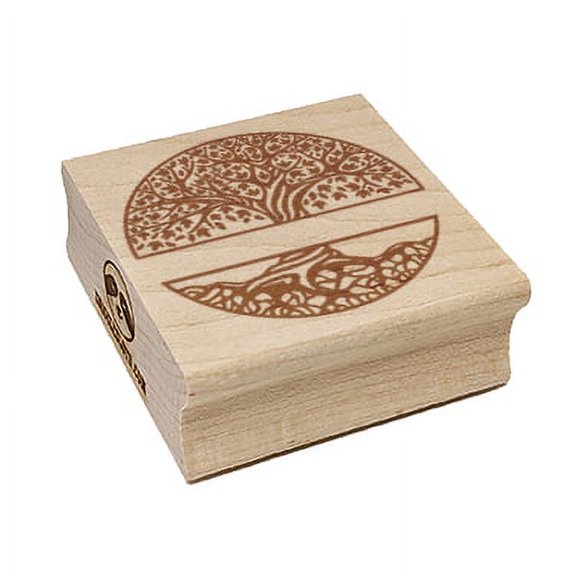 Family Tree of Life Split Frame Name Monogram Square Rubber Stamp Stamping Scrapbooking Crafting - Small 1.25in