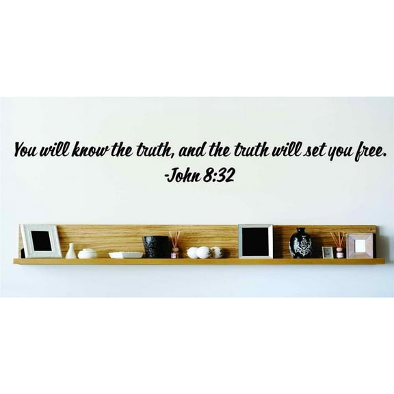 Family Truth will set You Free Inspirational Religious Wall Decal Decoration John 8:32 Inspirational Bible Verse Lasts Years and Easily Removable - Size: 3 In(W) x 10 In(H)