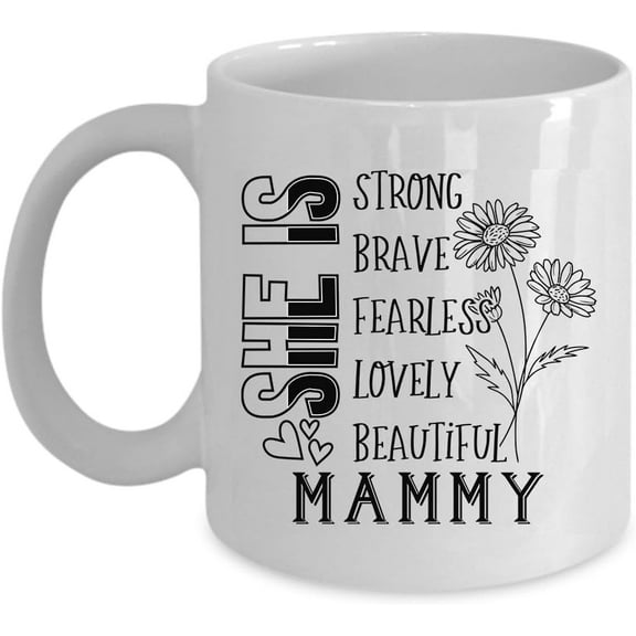 Family Unique Mug - Glam-Ma She Is Strong Coffee Mug 11oz Gifts From Daughter, Son - Lovely Glam-Ma Mugs Ceramic Present For Mom, Her, Women - Mother's Day, Happy Birthday, Christmas Cup Gifts