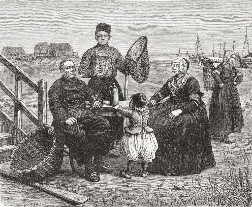 A Family From Urk Flevoland The Netherlands In The 19Th Century When Urk Was Still An Island From Pictures From Holland By Richard Lovett Published 1887 Canvas Art - Ken Welsh Design Pics (34 x 28)