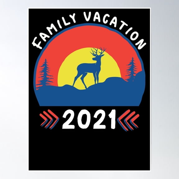 Family Vacation 2021, Mountains And Camping, Family Trip Poster Wall Art, Modern Wall Decor, 8x12 UNFRAMED