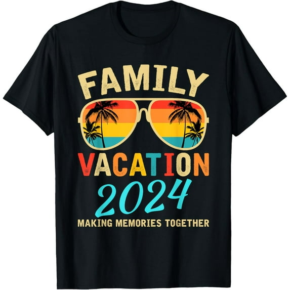 Family Vacation 2024 Beach Matching Summer Vacation 2024 T-ShirtMen and women, Black T-shirt, size: Extra large