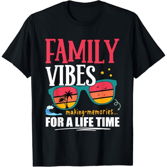 Family Vacation 2025 Beach Matching Summer Family Vibes T-ShirtMen and women, Black T-shirt, size: Extra large