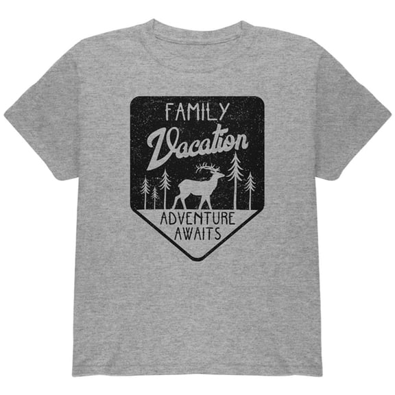 Family Vacation Adventure Awaits Youth T Shirt Heather YMD