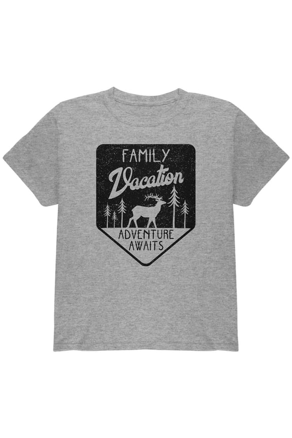 Family Vacation Adventure Awaits Youth T Shirt Heather YMD