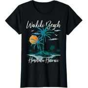 Family Vacation Retro Sunset Honolulu Hawaii Waikiki Beach T-Shirt