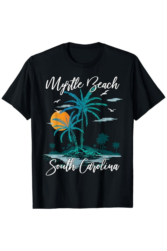 Family Vacation Retro Sunset South Carolina Myrtle Beach T-Shirt