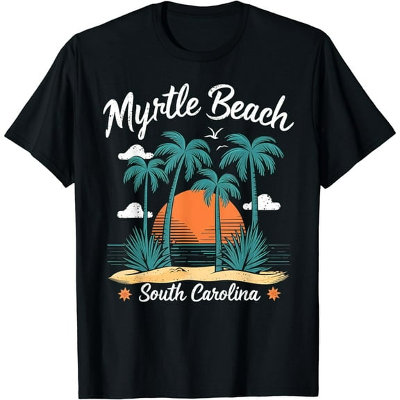 Family Vacation Retro Sunset South Carolina Myrtle Beach T-Shirt