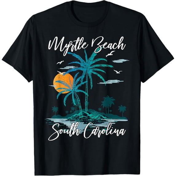 Family Vacation Retro Sunset South Carolina Myrtle Beach T-Shirt