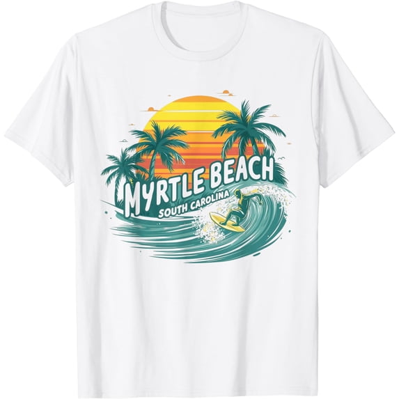 Family Vacation Retro Sunset South Carolina Myrtle Beach T-Shirt