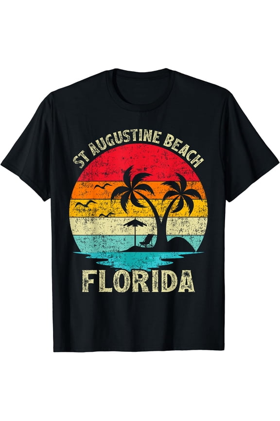 Family Vacation Vintage Retro Florida St Augustine Beach T-Shirt Black Small