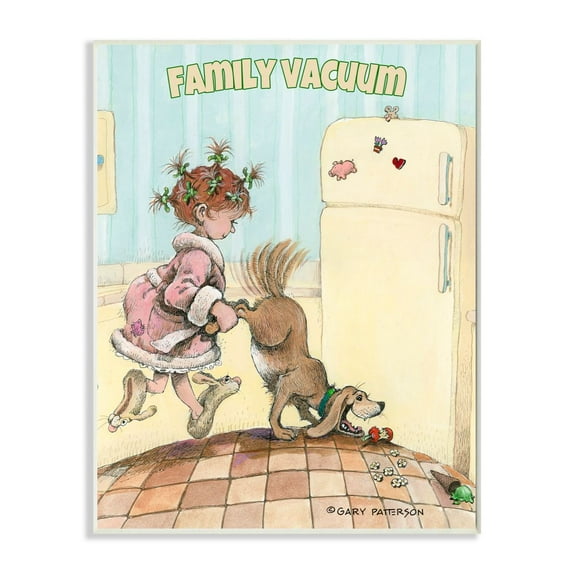 Family Vacuum Funny Cartoon Pet Dog Design Wall Plaque Art by Gary Patterson