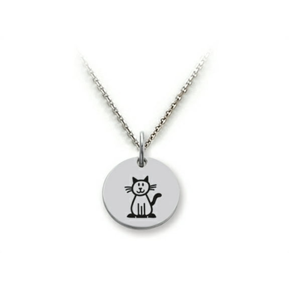 Family Values� 925 Sterling Silver Kitty Disc Pendant Necklace - Chain Included
