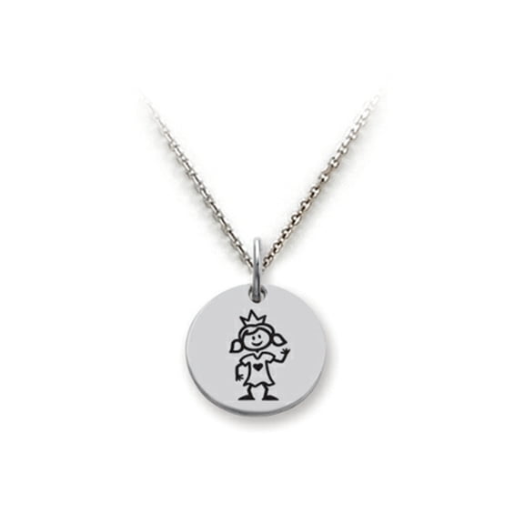 Family Values� 925 Sterling Silver Princess Disc Pendant Necklace - Chain Included