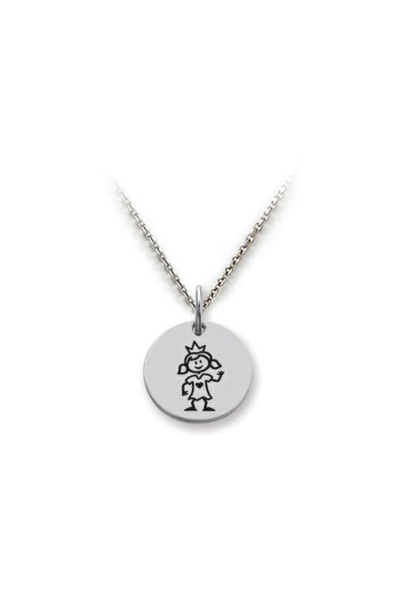 925 Sterling Silver Princess Disc Pendant Necklace - Chain Included