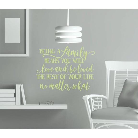 Family Vinyl Quote Family's Love Rest of Your Life Wall Stickers Decals Home Decor 23x18-Inch Celadon