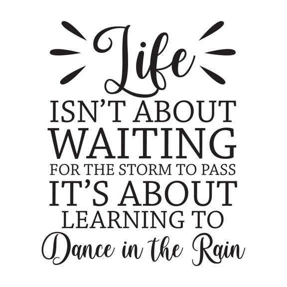 Family Waiting for Storm to Pass Uplifting Quote Wall Decal Decoration Its About Learning to Dance in The Rain Life Motivation Lasts Years and Easily Removable - Size: 8 In(W) x 10 In(H)