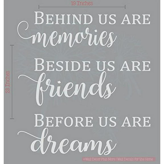 Family Wall Dcor - Memories, Friends, Dreams - Wall Sticker Decals Living Room Home Dcor 19x23-Inch Light Gray