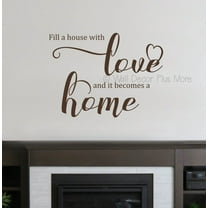 Family Wall Decal Quote - Fill House With Love Becomes Home - Inspirational Wall Decor Stickers - Removable Vinyl Lettering Art - Made in the USA 23x17-Inch Chocolate Brown