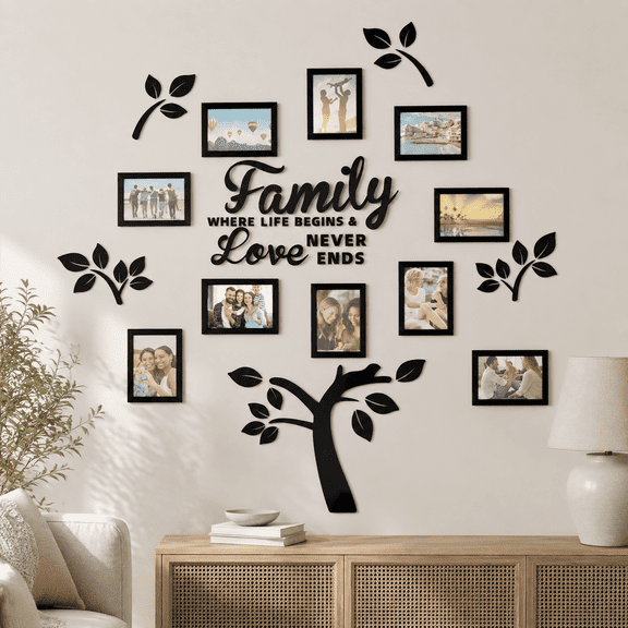 Family Wall Decor for Living Room, Apartment Wall Decor, Tree Wall Decals, 3D Wall Art, DIY Adhesive Family Tree Photo Frame Wall Decor