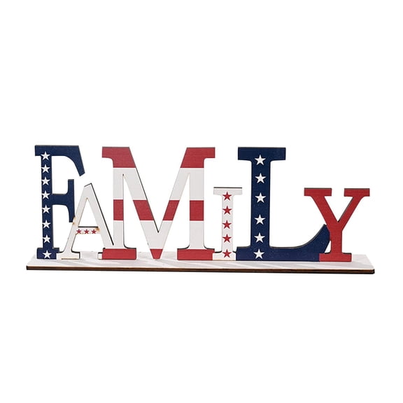 Family Wall decor, Rustic Home decor Farmhouse, 12X5 in, Wood Crafted Sign, 4Th of July decorations, Patriotic decor, independence Day Celebration, Bold Colored, 1 Pc