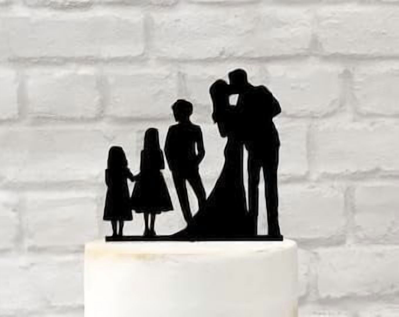 Family Wedding Cake Topper with 3 Children, Bride Groom Little Boy and ...