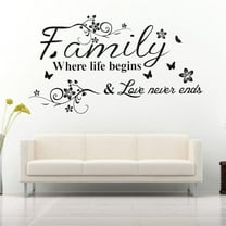 Family Where Life Begins Decal Mural Wall Sticker DIY Art Quote Words Home Decor or Luminous wall stickers