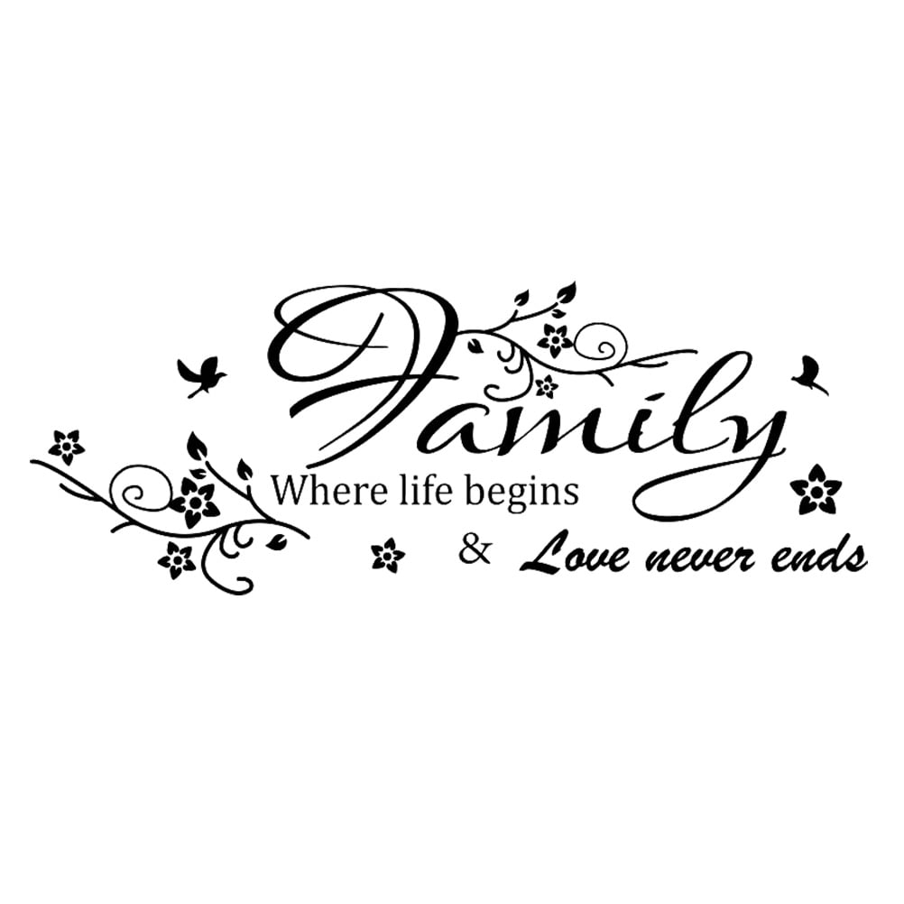 Family Where Life Begins Love Never Ends Quotes Wall Decal Vinyl