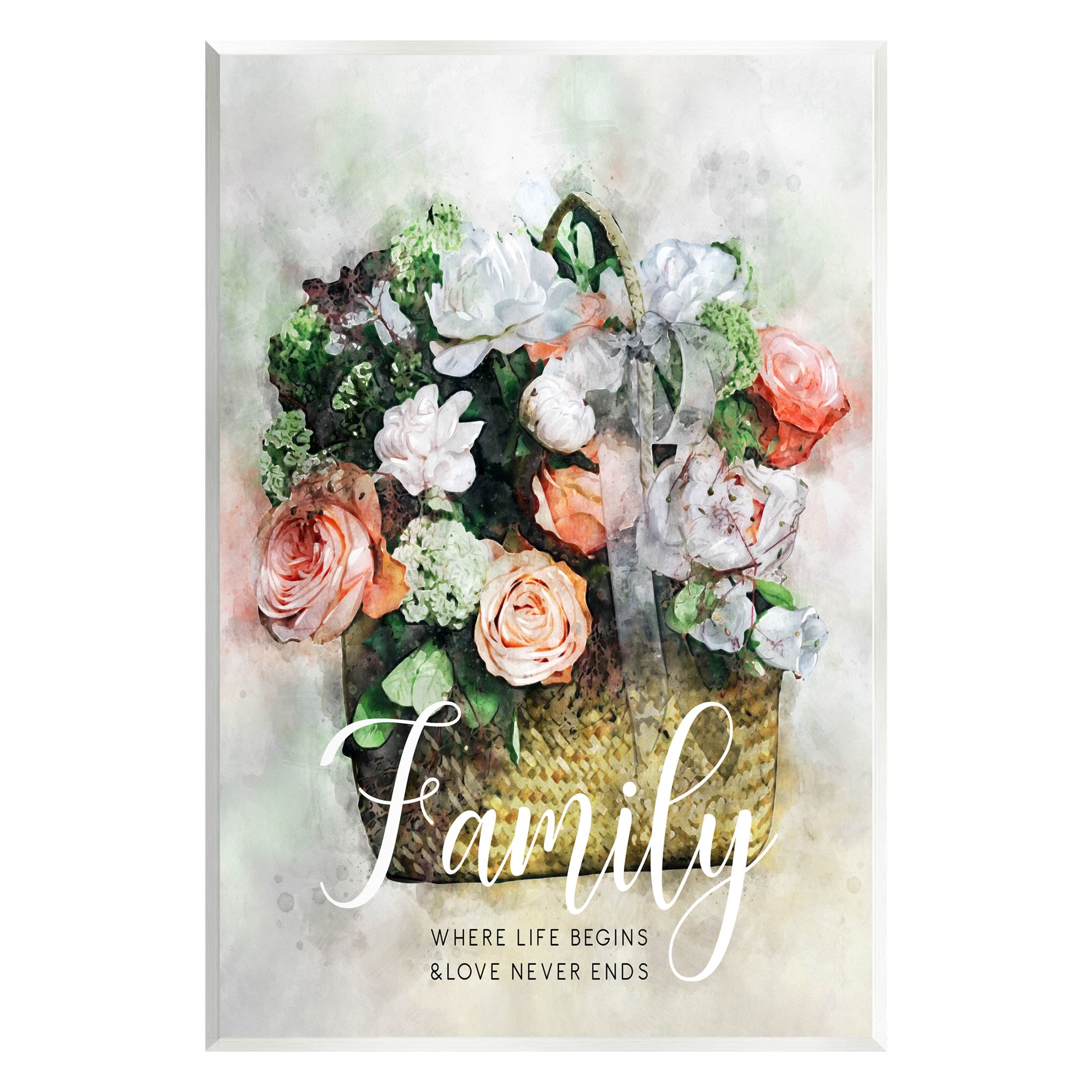 Family Where Life Begins Phrase Botanical & Floral Graphic Art Unframed Art Print Wall Art