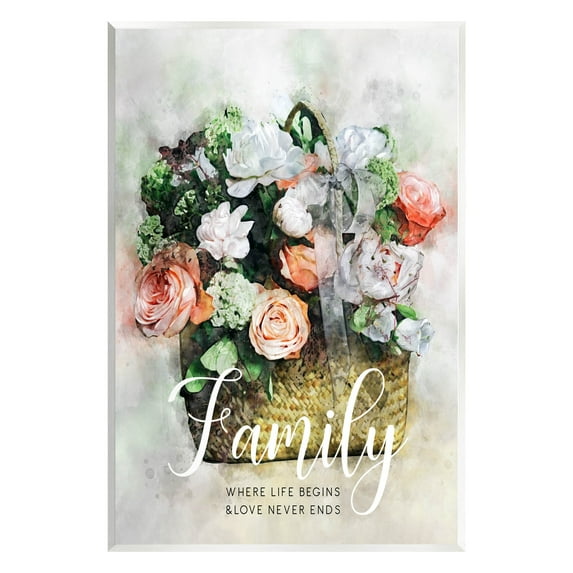 Family Where Life Begins Phrase Botanical & Floral Graphic Art Unframed Art Print Wall Art