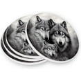 thumbnail image 1 of Family Wolf Grey Coasters Absorbent Moisture Non-Slip Drink Coaster Ceramic Stone with Cork Base Desktop Protection, 2PCS, 1 of 6