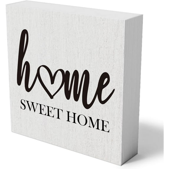 Family Wooden Box Sign Decorative Home Sweet Home Wood Box Sign Home Living Room Decor Rustic Farmhouse Square Decor Sign for Shelf 5x5inch