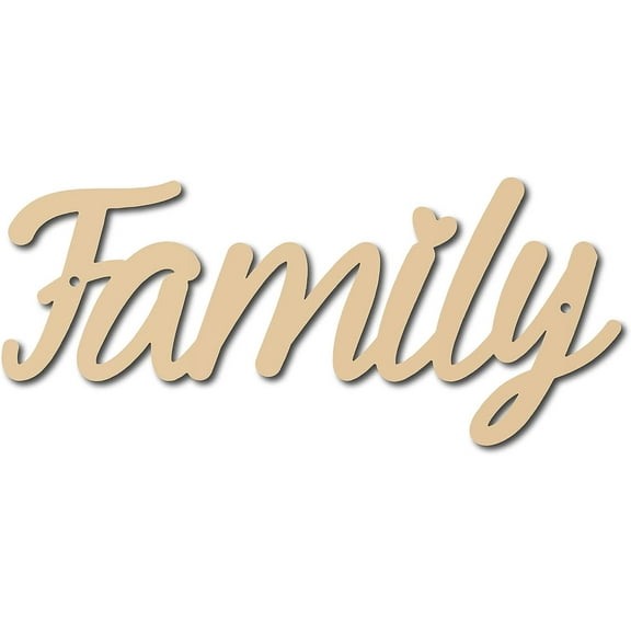 Family Wooden Letters Laser Cut Wood Sign Art Words Basswood Decor Unfinished for Wreath Blank Home Wall Door Bedroom Painting Crafts DIY Decor Burlywood 11.81x5.1'' WOOD-WH0113-092-US21