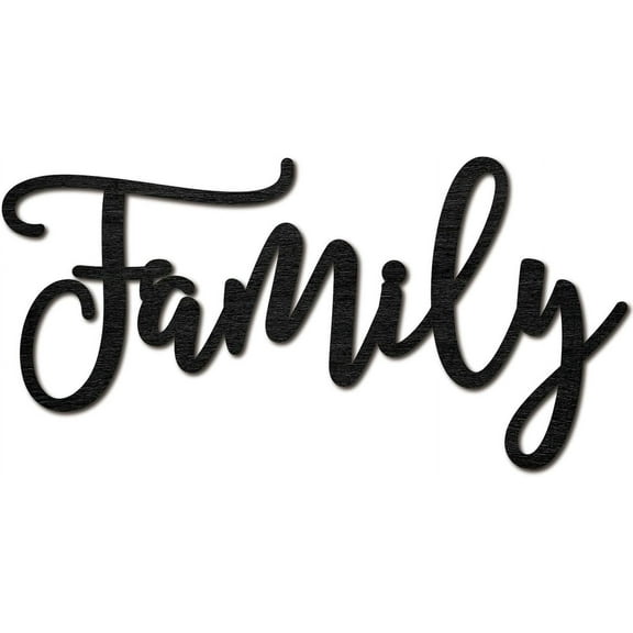 Family Word Cutout Sign Laser Cut Wood Letter Sign Black Wall Decor Unfinished Wooden Signs Wall Art Basswood Hanging Sculpture Decor for Craft DIY Home Farmhouse Front Door 11.9x5.9Inch