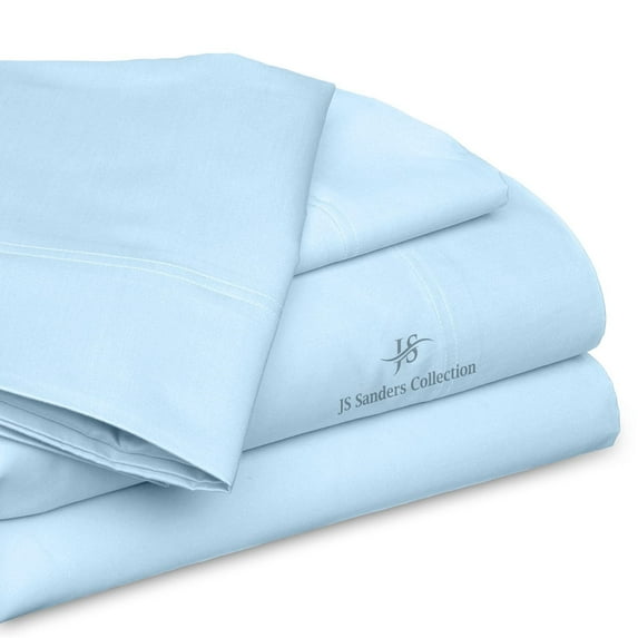 Js sanders Family King 144x84 4pc Sheet Set 100% Egyptian Cotton 800 Thread Count Breathable & Soft Cooling Hotel Sheets Machine Washable and Fits up to 15'' Deep Pocket Light Blue