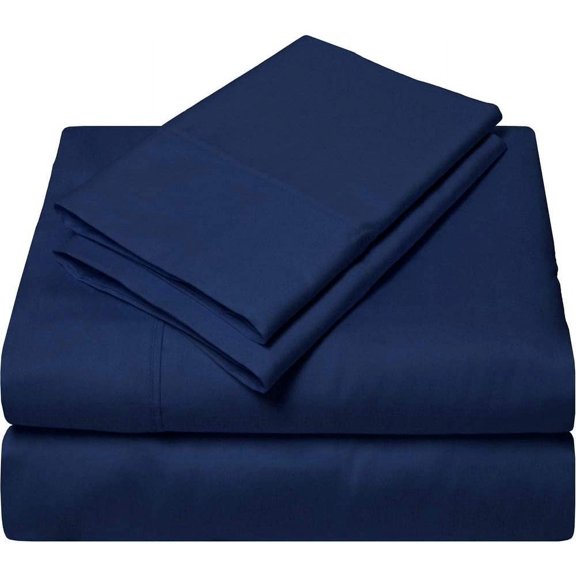 Family XL King Size 4 Piece Bed Sheet Set, 600 Thread Count, 14" Deep Pocket, Sateen Finish Sheet Set, Super Comfy, College Bed Sheet Set - Navy Blue Solid.